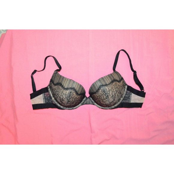 Victoria Secret 34D DREAM ANGELS Black Lace Padded Push Up Bra Add 1 Cup - Picture 5 of 8